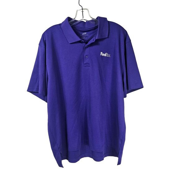 UltraClub Mens Sz XL Cool & Dry Purple Polo Shirt FedEx Logo Collared - Picture 1 of 10